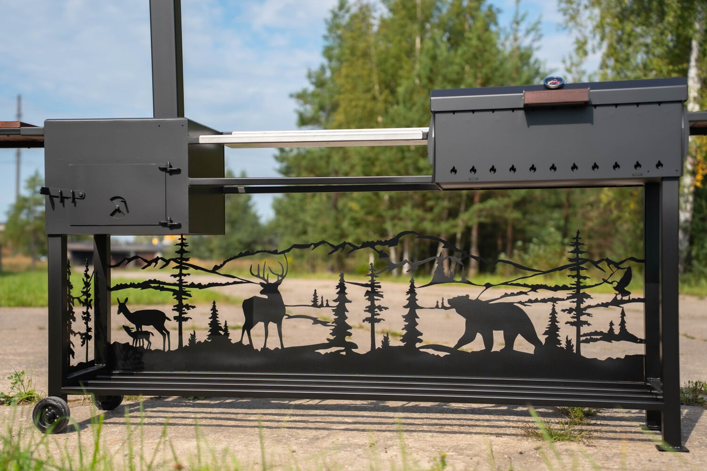 Stacionārais grils ar galda virsmu un kurtuvi 100x40cm v13